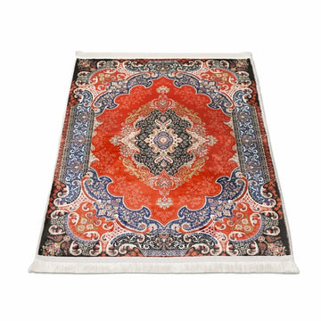 Muslim Prayer Carpet - Red & Black Detailed Floral - Islamic Wall Art Store