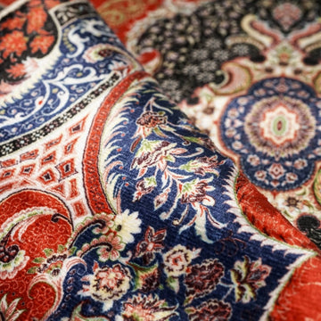 Muslim Prayer Carpet - Red & Black Detailed Floral - Islamic Wall Art Store