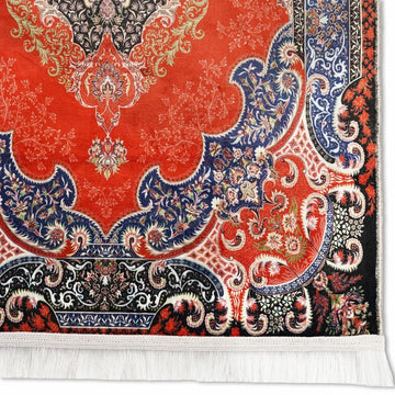 Muslim Prayer Carpet - Red & Black Detailed Floral - Islamic Wall Art Store