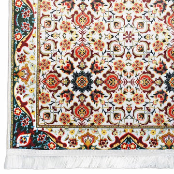 Muslim Prayer Carpet - White & Red Mosaic Pattern - Islamic Wall Art Store