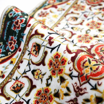 Muslim Prayer Carpet - White & Red Mosaic Pattern - Islamic Wall Art Store