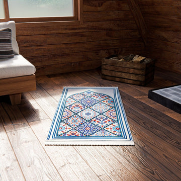 Muslim Prayer Mat - Blue & Green Mosaic Design - Islamic Wall Art Store