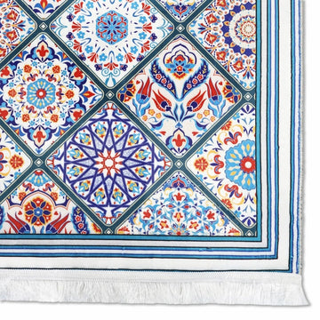 Muslim Prayer Mat - Blue & Green Mosaic Design - Islamic Wall Art Store