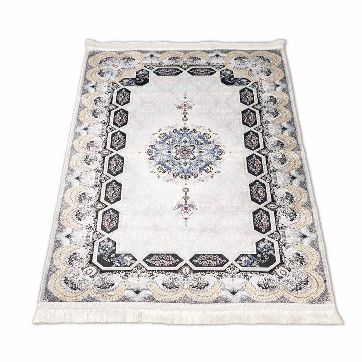 muslim-praying-mat-white-gold-intricate-patterns-soft-fabric-islamicwallartstore