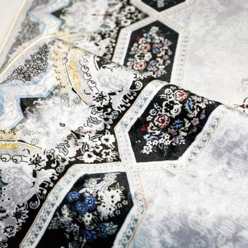 Muslim Prayer Mat - White & Gold Intricate Patterns - Islamic Wall Art Store
