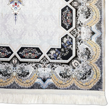 Muslim Prayer Mat - White & Gold Intricate Patterns - Islamic Wall Art Store