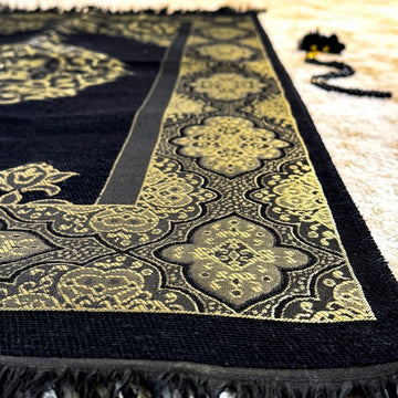 Muslim Prayer Rug, Black Color Prayer Set - Islamic Gift - Islamic Wall Art Store