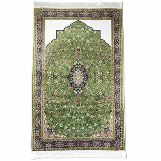 Muslim Prayer Rug - Green & Black Ornate - Islamic Wall Art Store