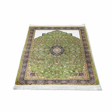 Muslim Prayer Rug - Green & Black Ornate - Islamic Wall Art Store