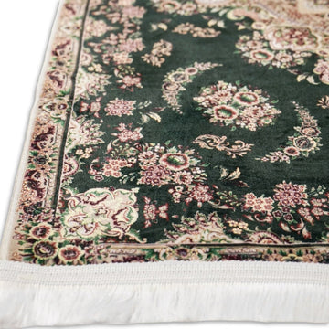 Muslim Prayer Rug - Green & Pink Floral Style - Islamic Wall Art Store