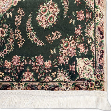 Muslim Prayer Rug - Green & Pink Floral Style - Islamic Wall Art Store