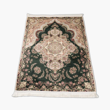 Muslim Prayer Rug - Green & Pink Floral Style - Islamic Wall Art Store