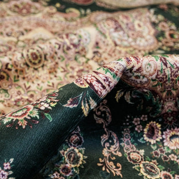 Muslim Prayer Rug - Green & Pink Floral Style - Islamic Wall Art Store