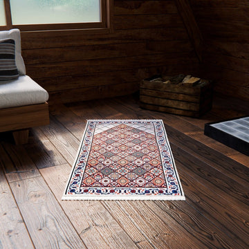 Muslim Prayer Rug - Red & Blue Geometric Design - Islamic Wall Art Store
