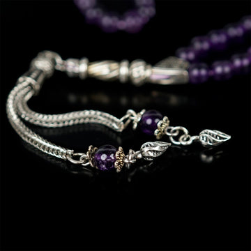 Muslim Praying Beads - Purple Amethyst Stone Beads Tasbeeh - Islamic Wall Art Store