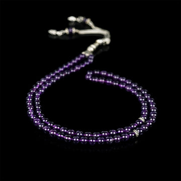 Muslim Praying Beads - Purple Amethyst Stone Beads Tasbeeh - Islamic Wall Art Store