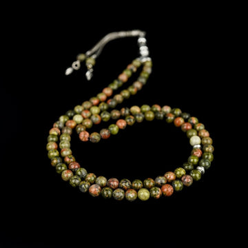 Muslim Praying Beads - Unakite Stone Beads Tasbeeh - Islamic Wall Art Store