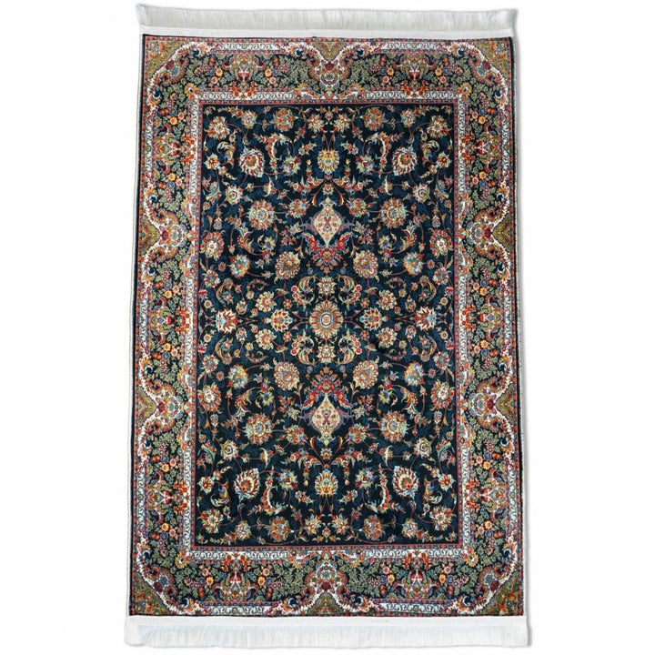 muslim-praying-rug-black-floral-pattern-soft-fabric-islamicwallartstore