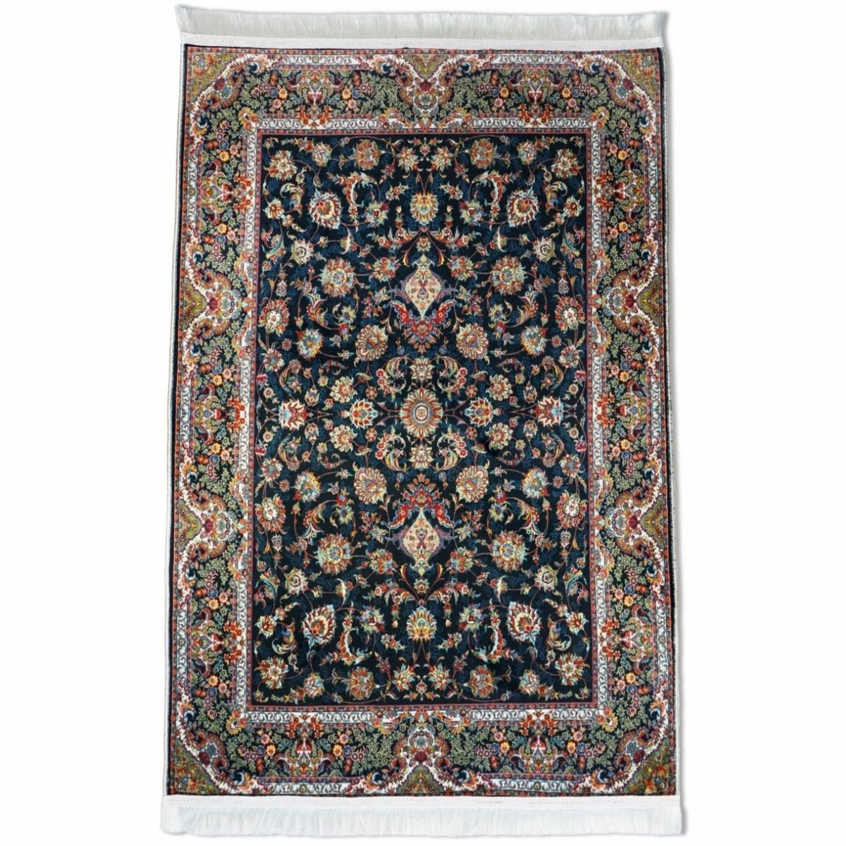 Muslin Rug Muslim Praying Rug - Black & Floral Patterns Carpet – Islamic Wall Art ...