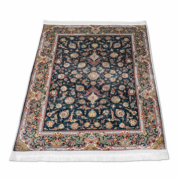 Muslim Praying Rug - Black & Floral Patterns Prayer Carpet for Muslims - Islamic Wall Art Store
