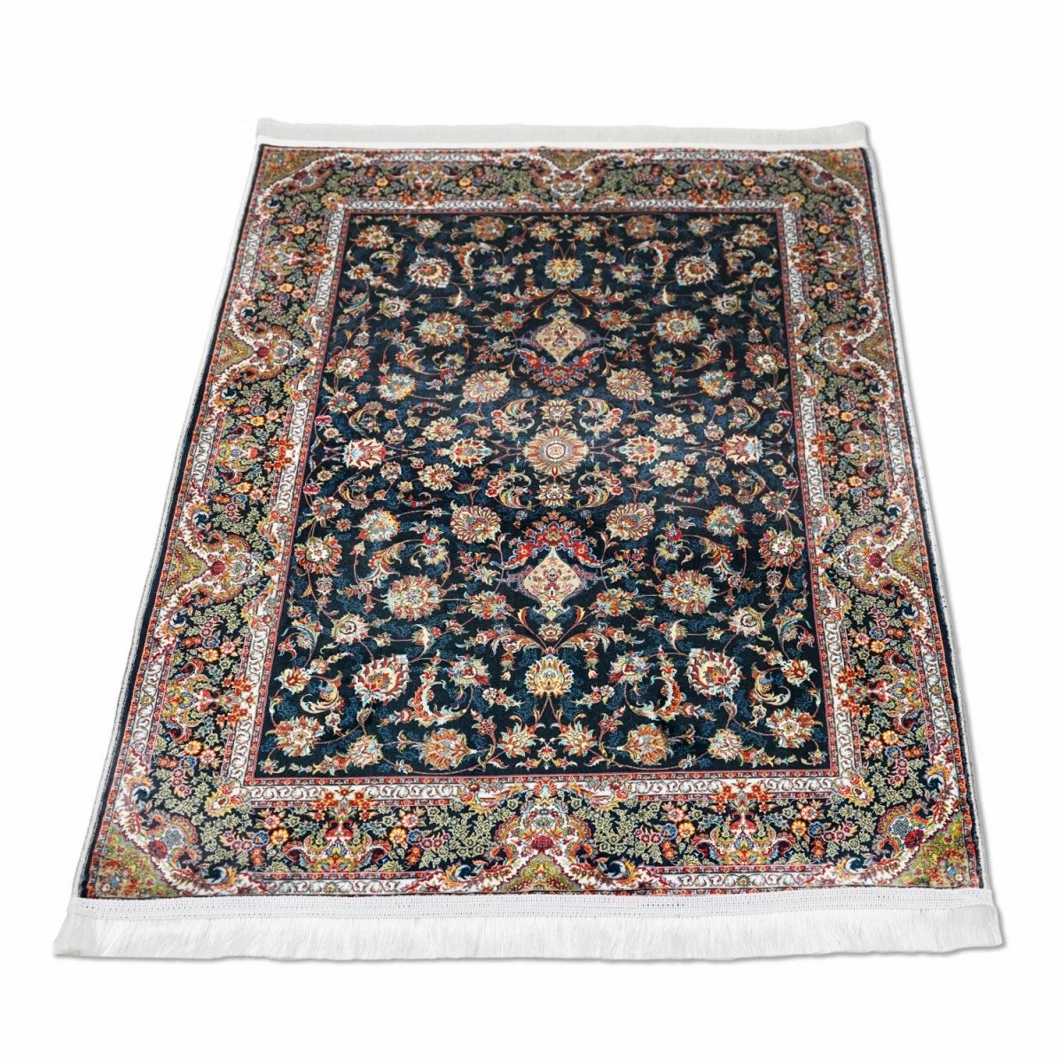 Muslin Rug Muslim Praying Rug - Black & Floral Patterns Carpet