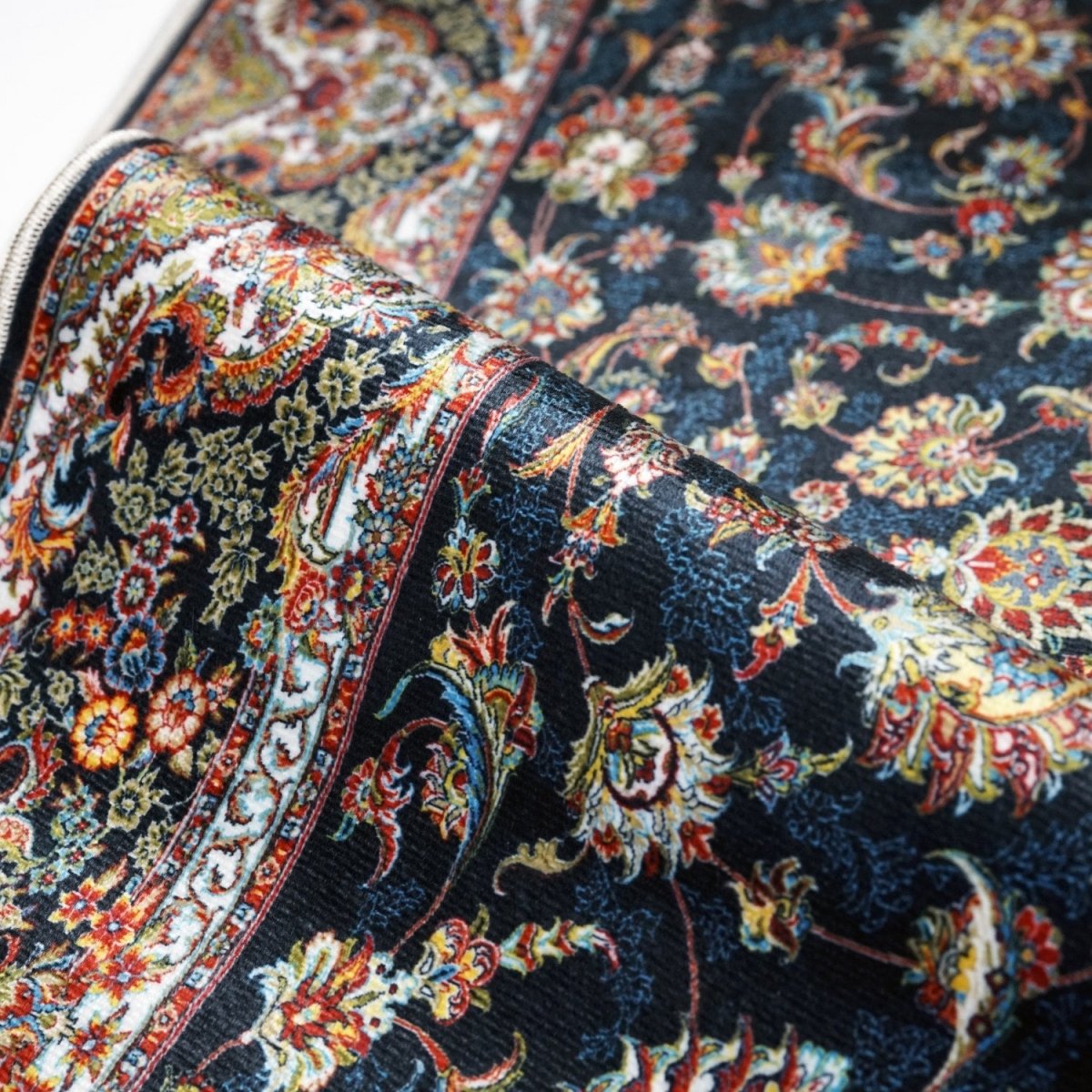 Muslim Praying Rug - Black & Floral Patterns Carpet