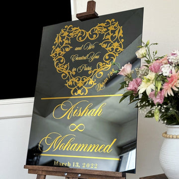 Muslim Wedding Sign - Surah Nebe 8 We Created You in Pairs, Nikkah Mirror - Islamic Wall Art Store