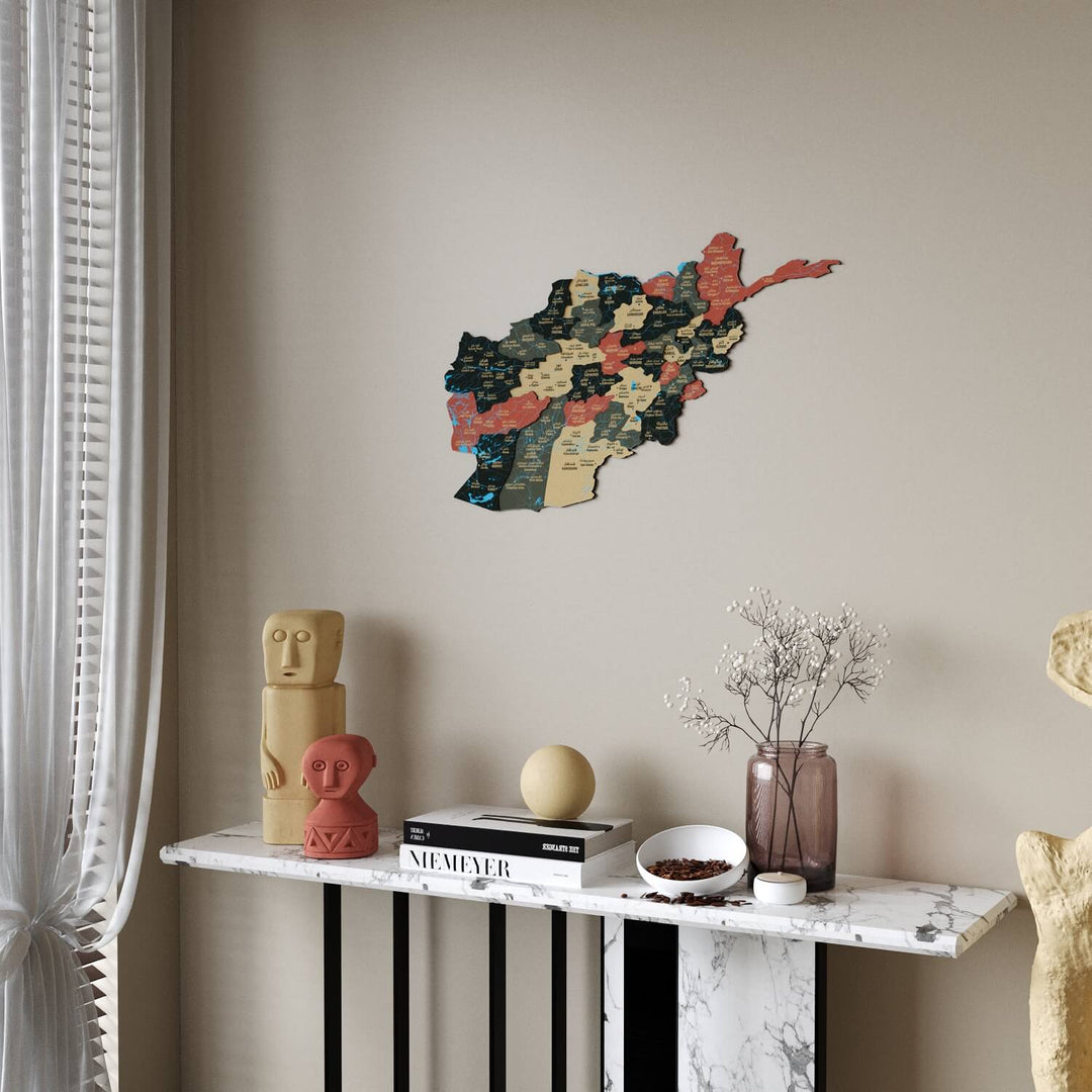 Afghanistan Wooden Wall Map 3D Country Decor