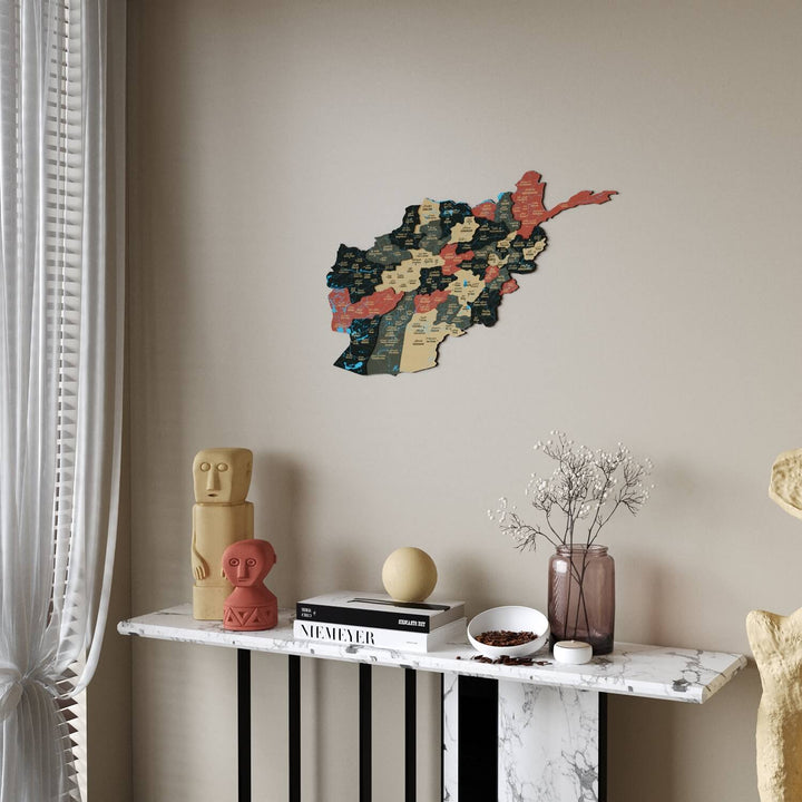 Afghanistan Wooden Wall Map 3D Country Decor