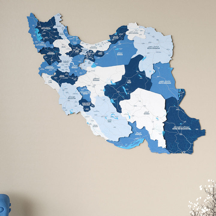 Colorful Iran Wooden Wall Map Heritage Home Decor