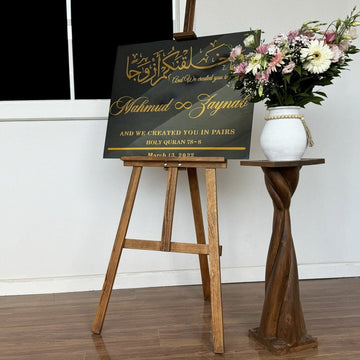 Nikkah Sign – We Created You in Pairs Surah Nebe 8, Muslim Wedding Glass Decor - Islamic Wall Art Store