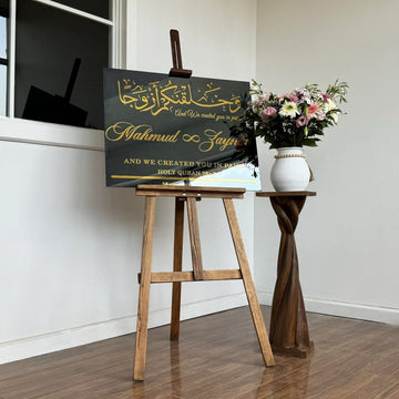 Nikkah Sign – We Created You in Pairs Surah Nebe 8, Muslim Wedding Glass Decor - Islamic Wall Art Store