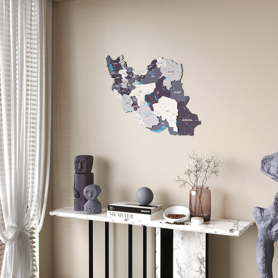 Colorful Iran Wooden Wall Map Heritage Home Decor