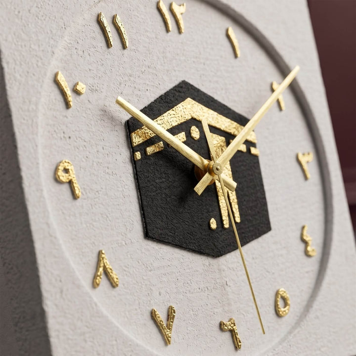 Kaaba Stone Desktop Clock Arabic Numerals Premium Islamic Decor
