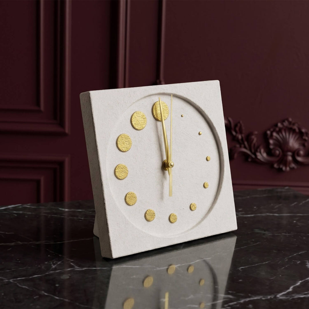 Circles Stone Desktop Clock Premium Decor