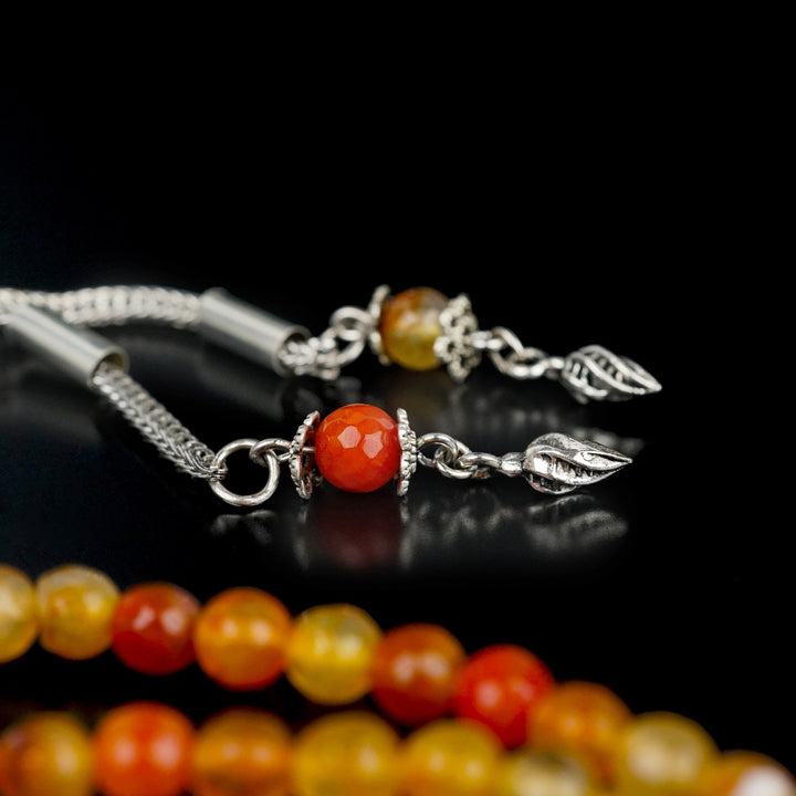 orange-agate-stone-beads-islamic-rosary-made-for-protection-and-dhikr-misbaha-islamicwallartstore