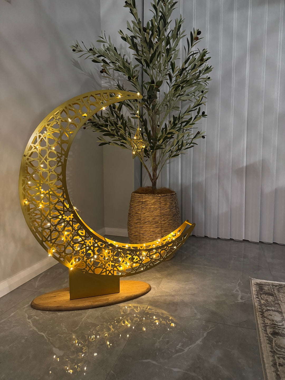 Décoration du Ramadan croissant de lune et étoile - Déco d'intérieur islamique en métal