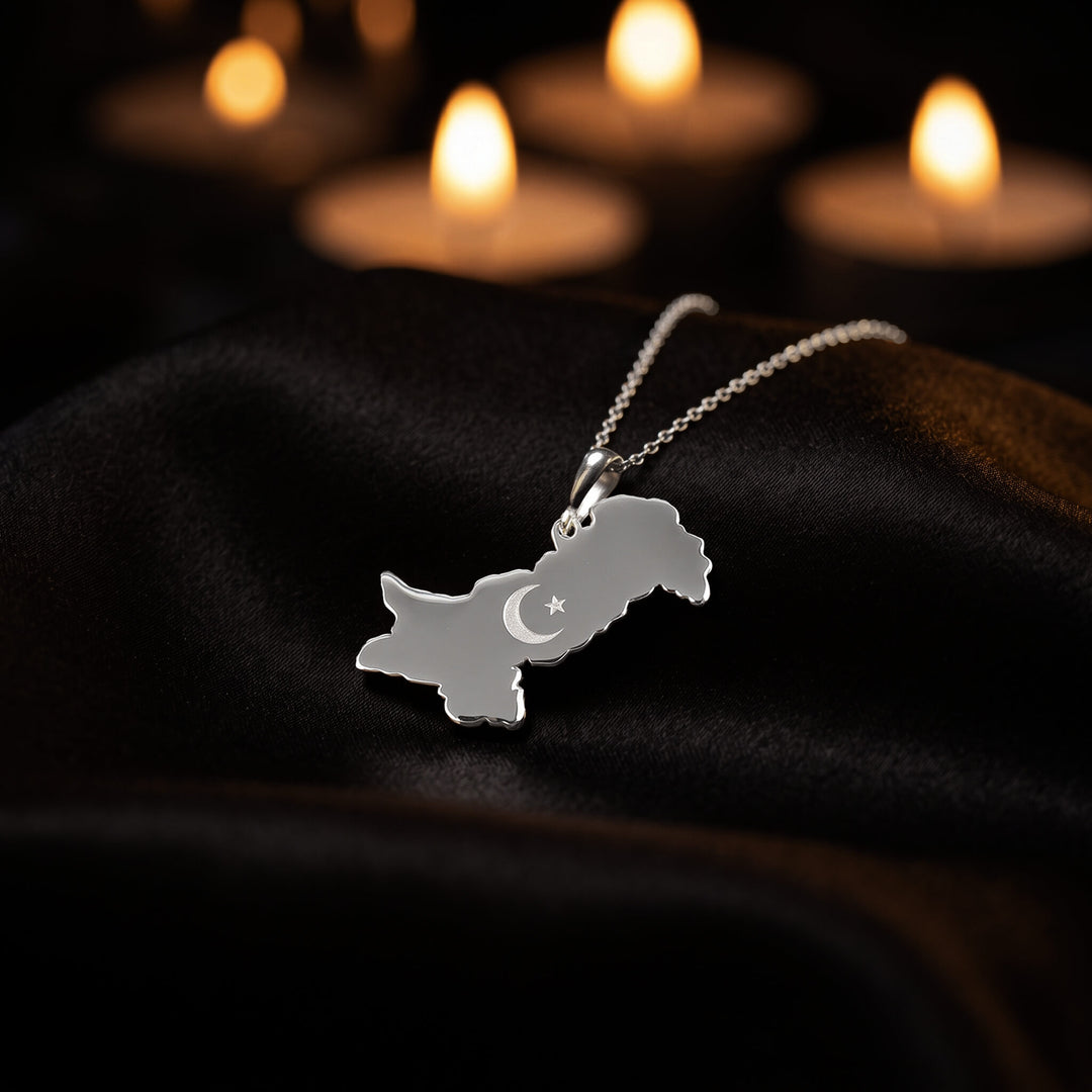 Pakistan map necklace, 925 sterling silver