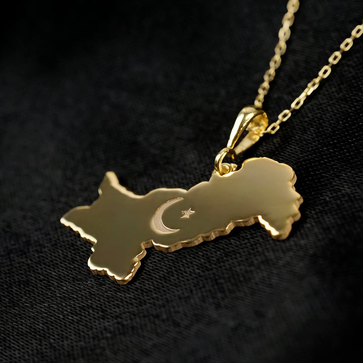 Pakistan map necklace, 18K gold plated