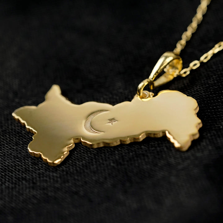 Pakistan map necklace in gold