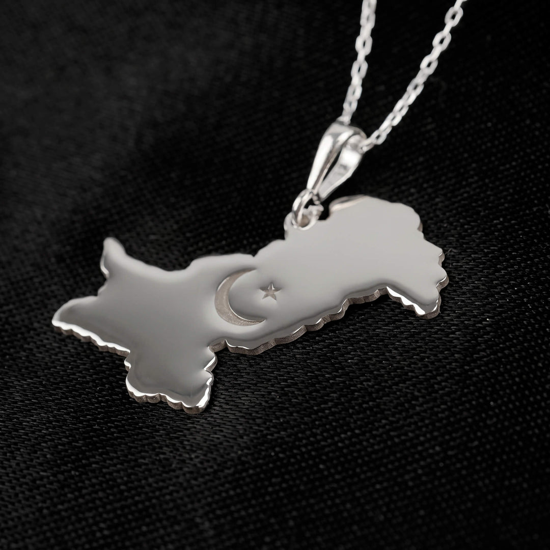 Pakistan map necklace in sterling silver