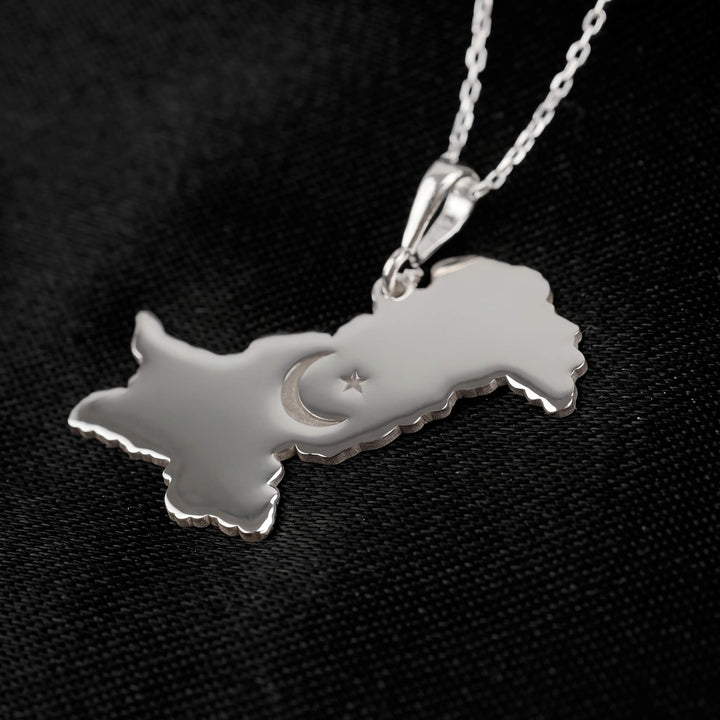 Pakistan map necklace in sterling silver