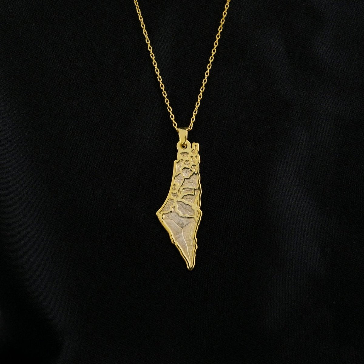 Palestine Gold Necklace: 18K Gold Plated Silver Map – Islamic Wall Art ...