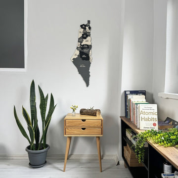 Black & Gray wooden Palestine map on the wall