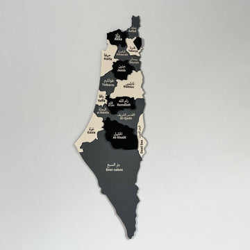 Black & Gray wooden Palestine map