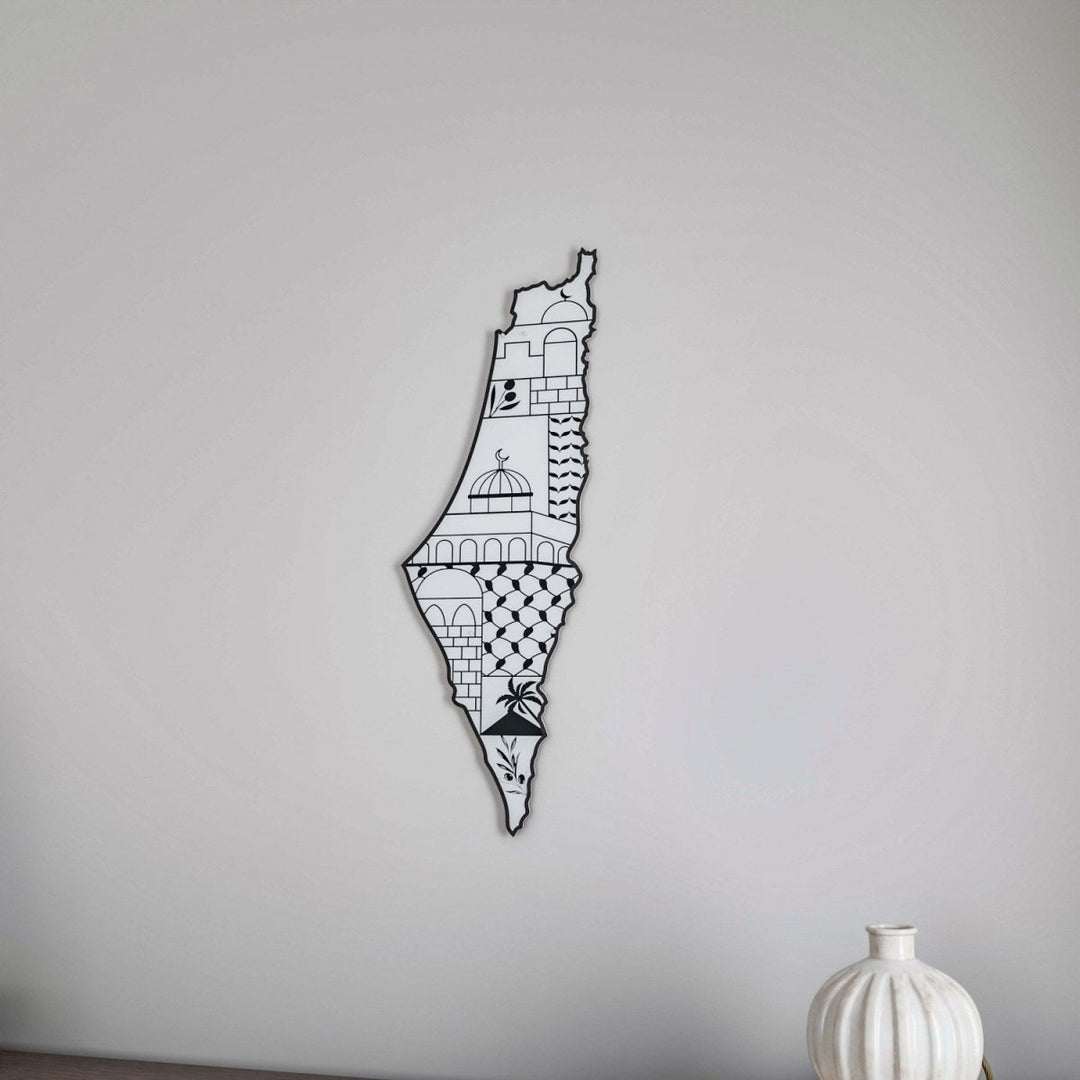 Al-Aqsa & Landmarks metal Palestine map on the wall