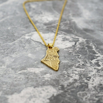Palestine Necklace - Masjid al - Aqsa Detailed 18K Gold Plated Silver Pendant - Islamic Wall Art Store