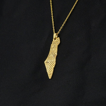 Palestine Necklace - Masjid al - Aqsa Detailed 18K Gold Plated Silver Pendant - Islamic Wall Art Store