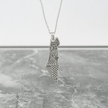 Palestine Necklace - Masjid al - Aqsa Detailed 18K Gold Plated Silver Pendant - Islamic Wall Art Store
