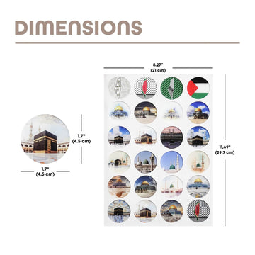 Islamic Holy Sites Sticker Set – Kaaba, Masjid an-Nabawi, & Masjid al-Aqsa